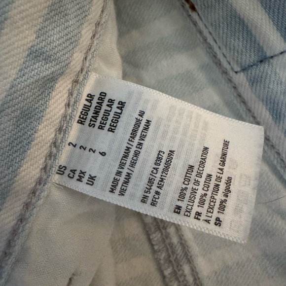 American Eagle Outfitters Blue and White Striped Straight Leg Jeans - Picture 4 of 6